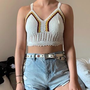 Elli white crop crochet top white sexy small $49